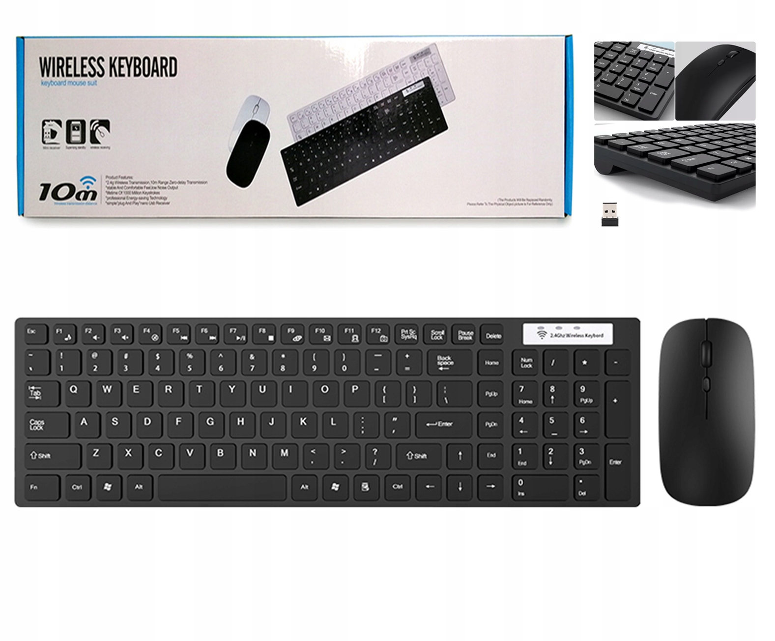 Set klávesnice a myši Zenwire čiernej farby + bezdrôtový USB prijímač Zenwire